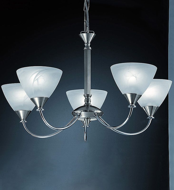 Franklite PE9675/786 Meridian 5 light Brushed Nickel