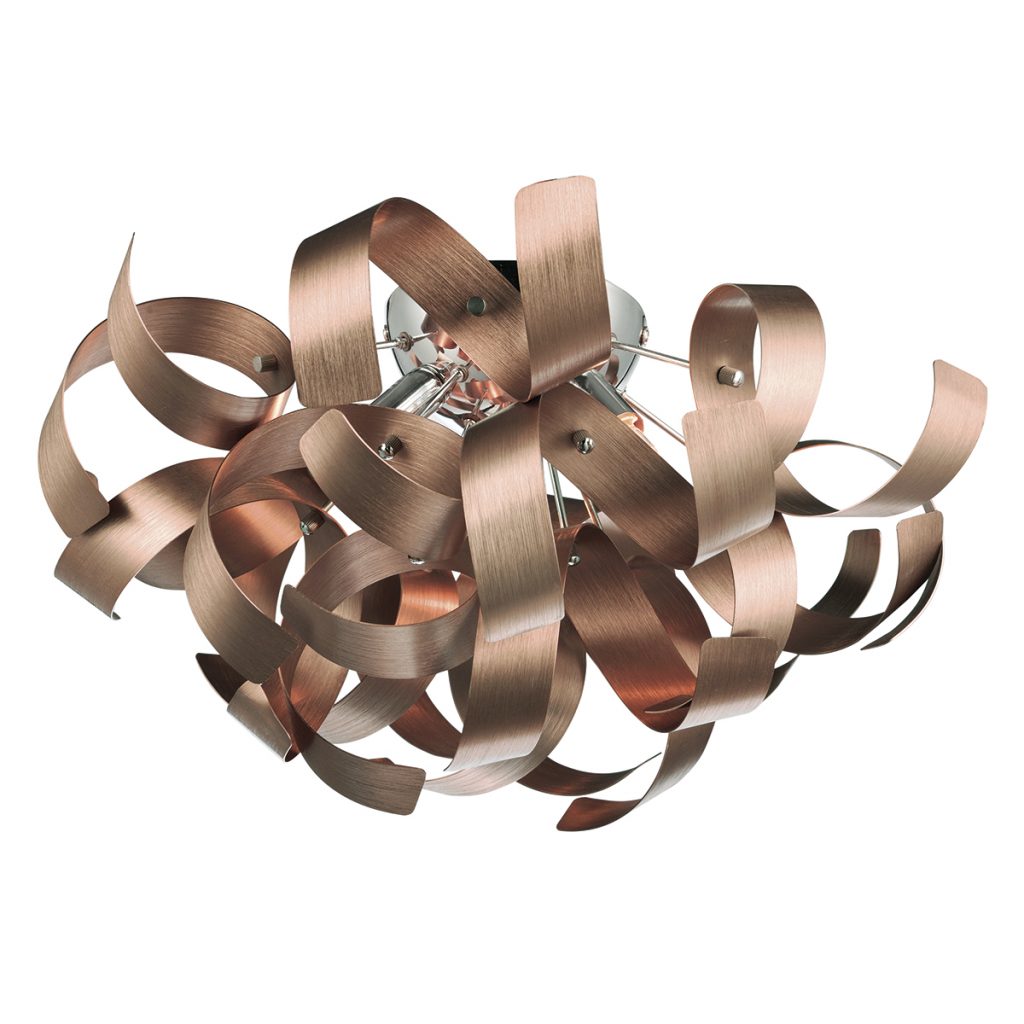 Modern Ceiling Lights | Brushed Copper 4lt Flush