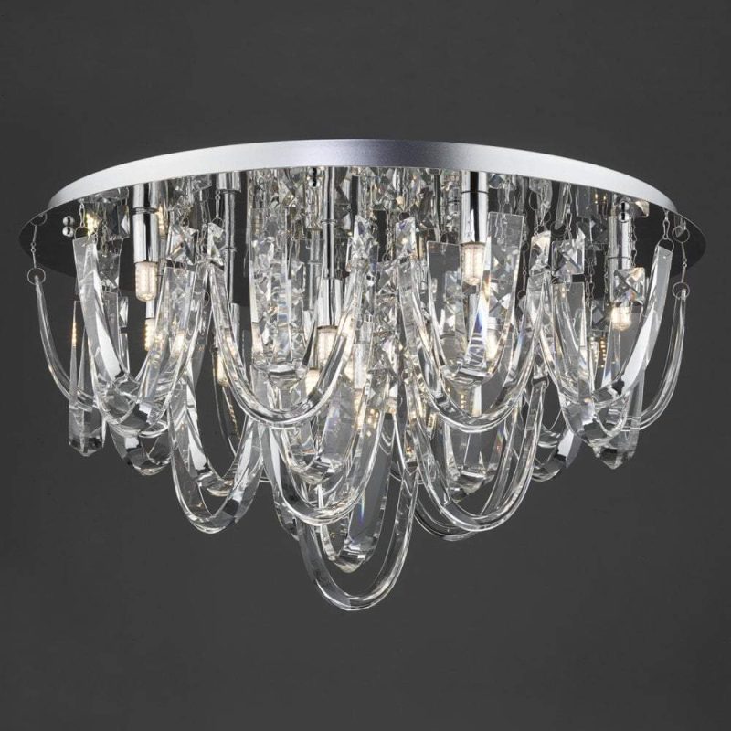 DXOR104850 11 Light Large Crystal Flush Chandelier