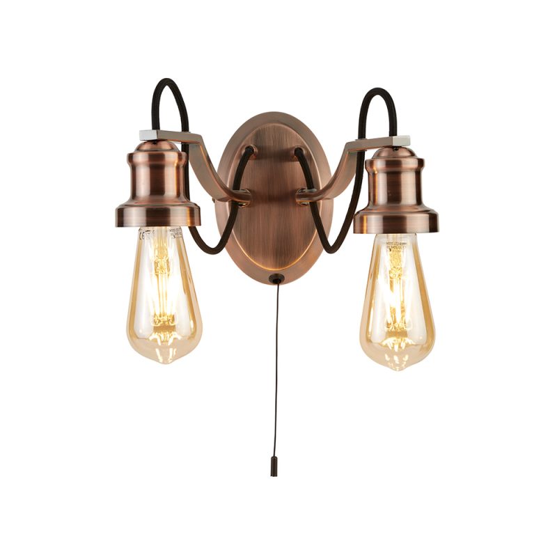 9110622CU 2 Light Wall Light Antique Copper