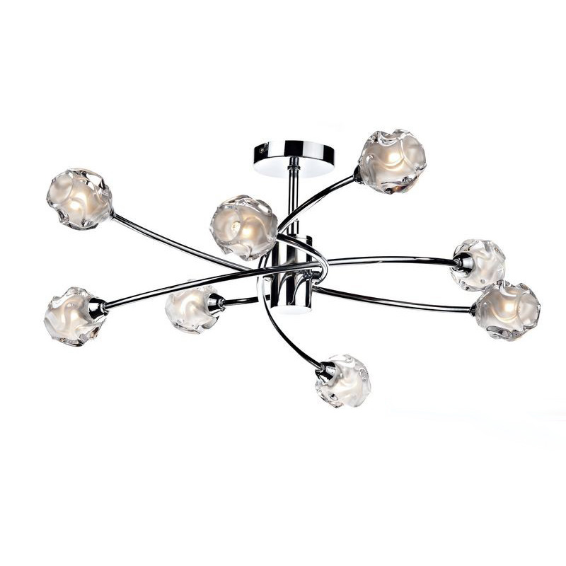 Dar SEA0850 Seattle 8 Light Semi-Flush Chrome Ceiling Light