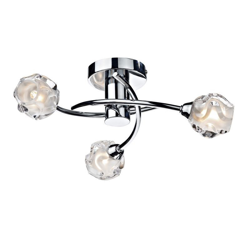Dar SEA5350 Seattle 3 Light Semi-Flush Ceiling Light Chrome