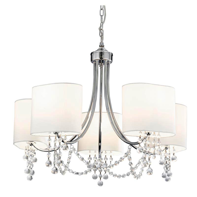 5 Light Crystal Ceiling Pendant Polished chrome