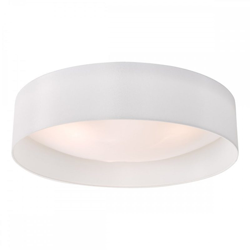 Flush Ceiling Lights | White Silk Drum Flush