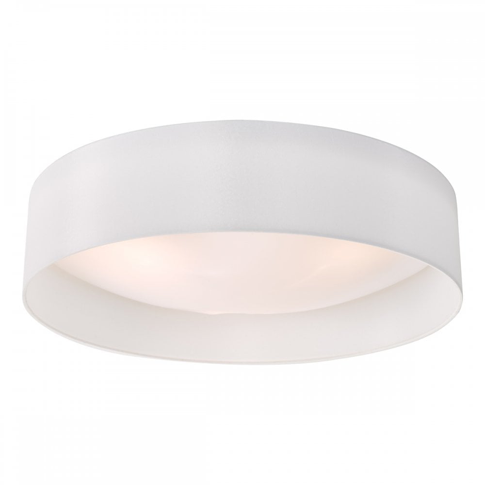 Flush Ceiling Lights | White Silk Drum Flush