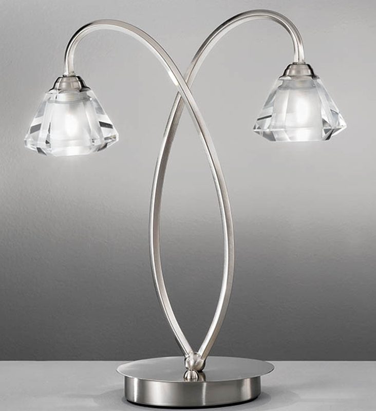Franklite TL972 Twista 2 Light Table Lamp Satin Nickel