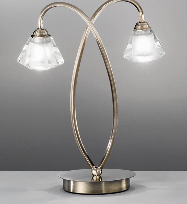 Franklite TL976 Twista 2 Light Table Lamp Antique Brass
