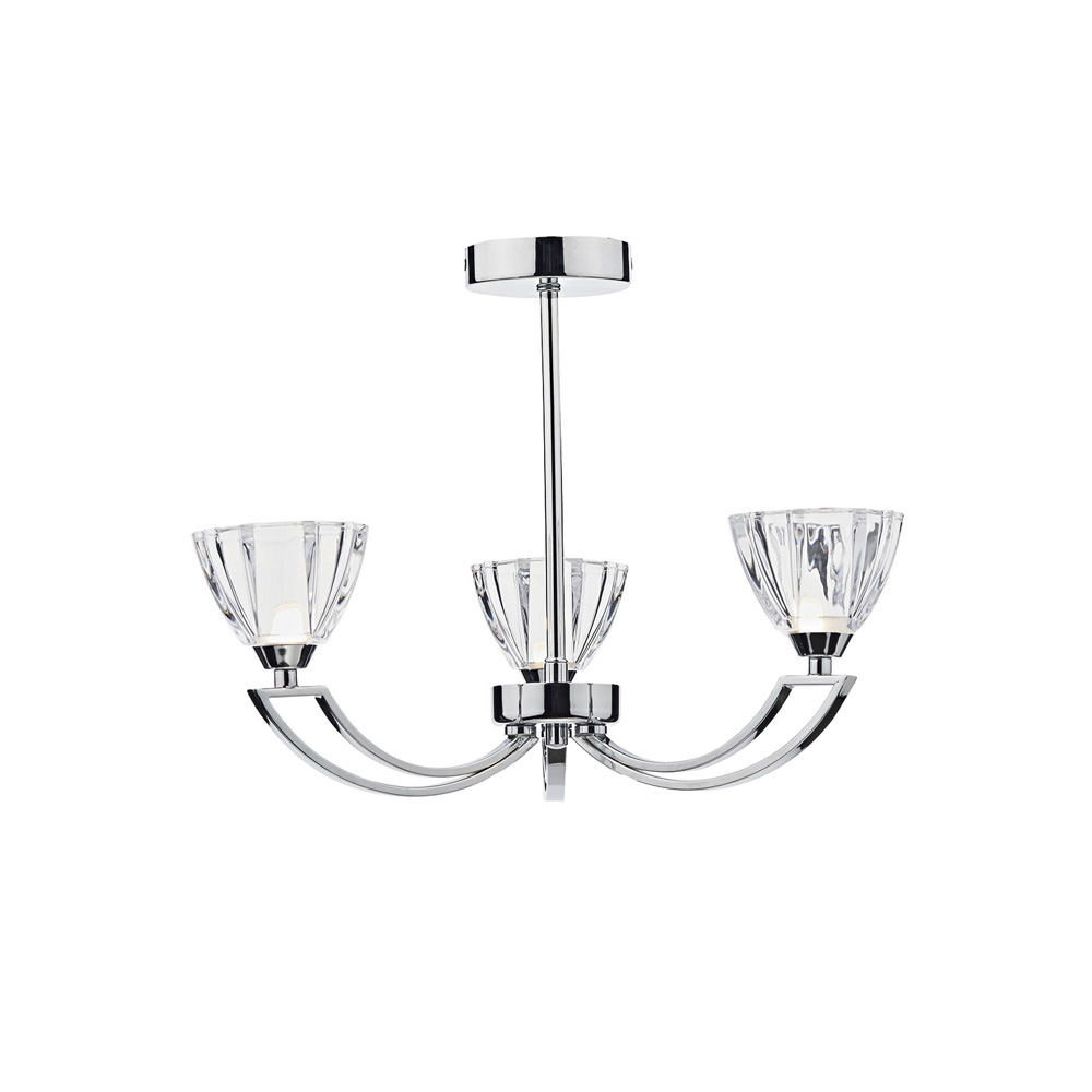 Chrome Ceiling Lights | 3lt Semi Flush Chrome