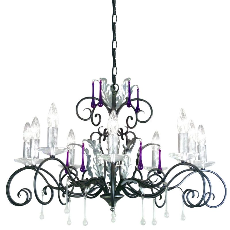 Elstead AML10-BLK-SILVER Amarilli 10 Light Chandelier Black-Silver Patina