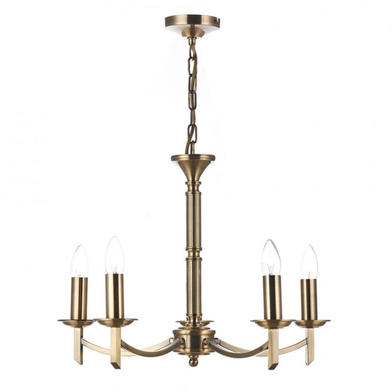 DBMA100575 Amber 5 Light Pendant Antique Brass