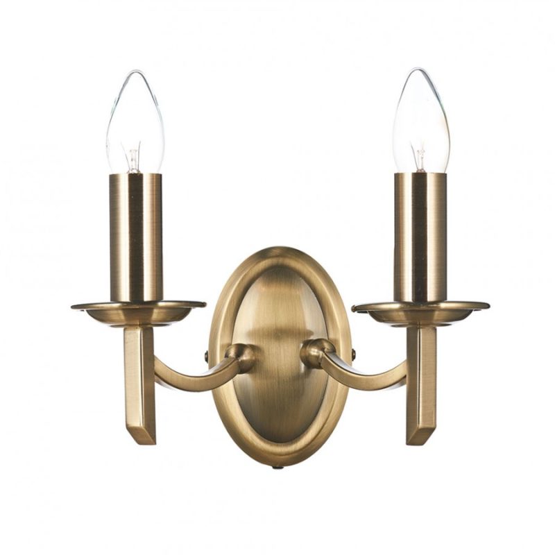 DBMA100975 Amber twin Wall Light Antique Brass