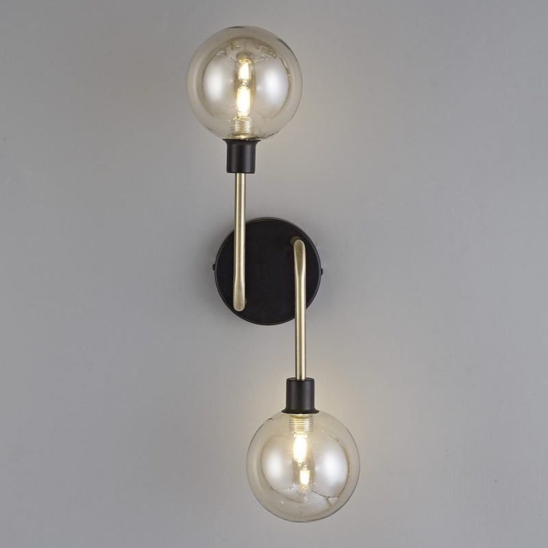 200291 Delta 2 Light Wall Light Black/Antique Brass