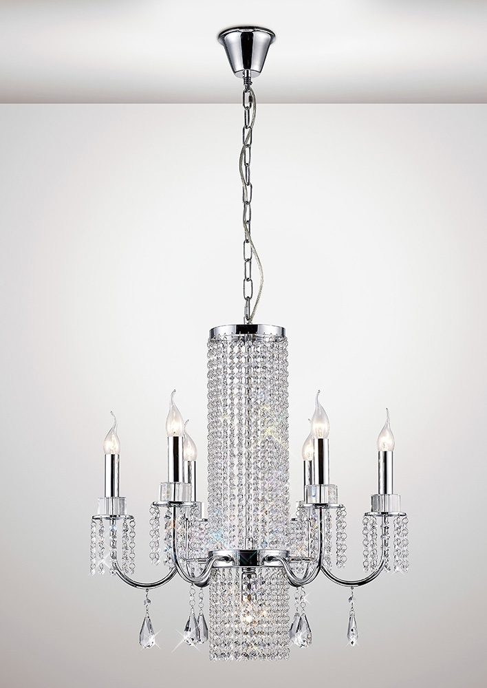 7 Light crystal pendant Polished Chrome