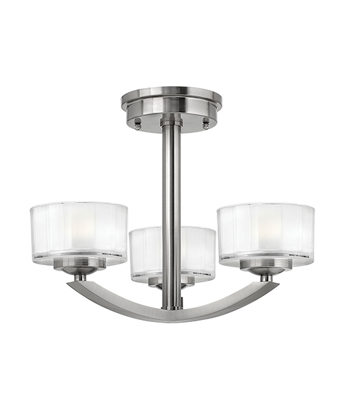 Elstead Hinkley HK/MERIDIAN/SF Meridian 3 Light Ceiling Brushed Nickel