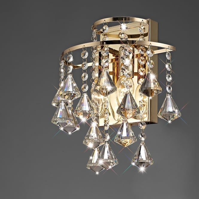 Diyas IL32774 Inina 2 Light French Gold Crystal Wall Light