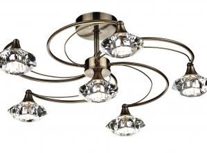 Dar LUT0675 Luther 6 Light Antique Brass Ceiling Light