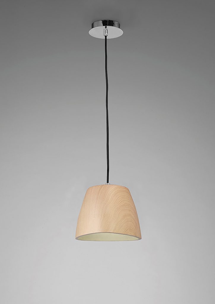 Triangle Beech and Chrome Pendant