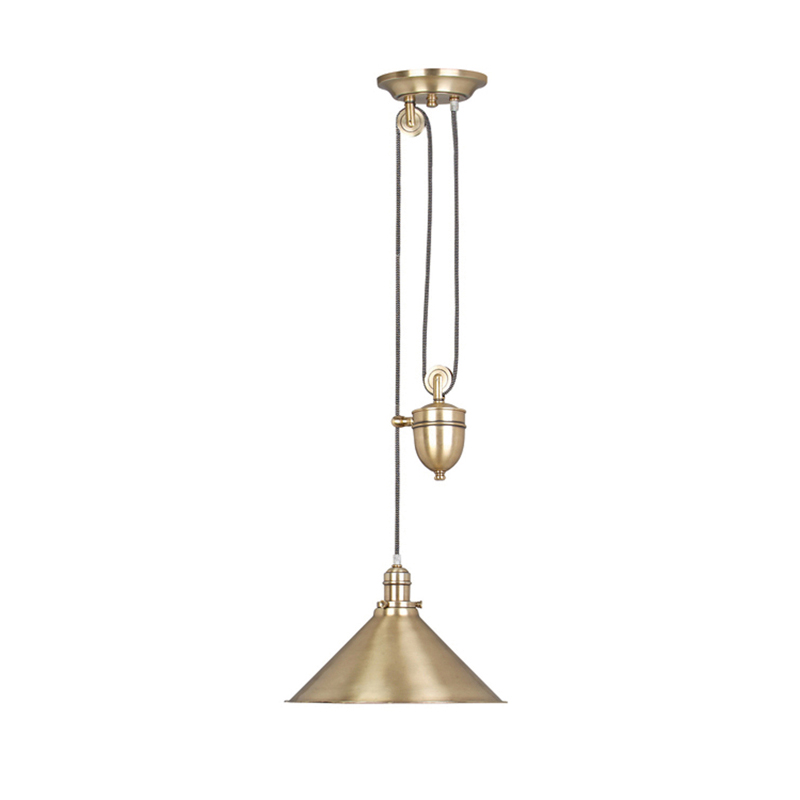 Kitchen island pendant lights | Rise and fall pendant Antique brass