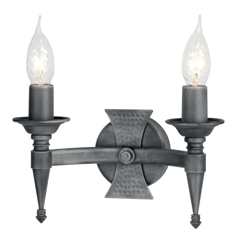 Elstead SAX2-BLK-SIL Saxon Twin Wall Light Black Silver