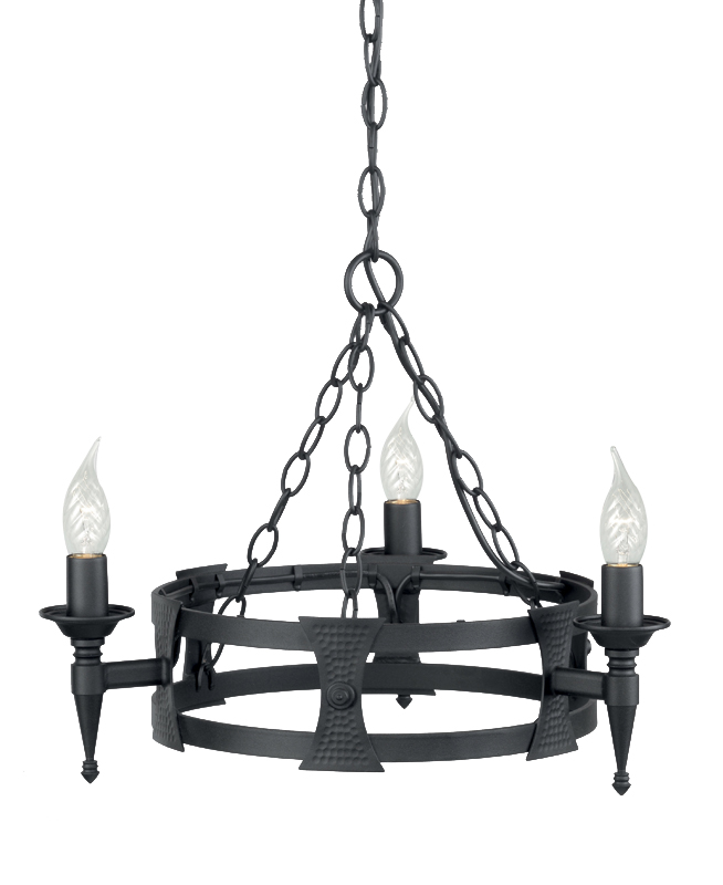 Elstead SAX3-BLK Saxon 3 Light Chandelier Black