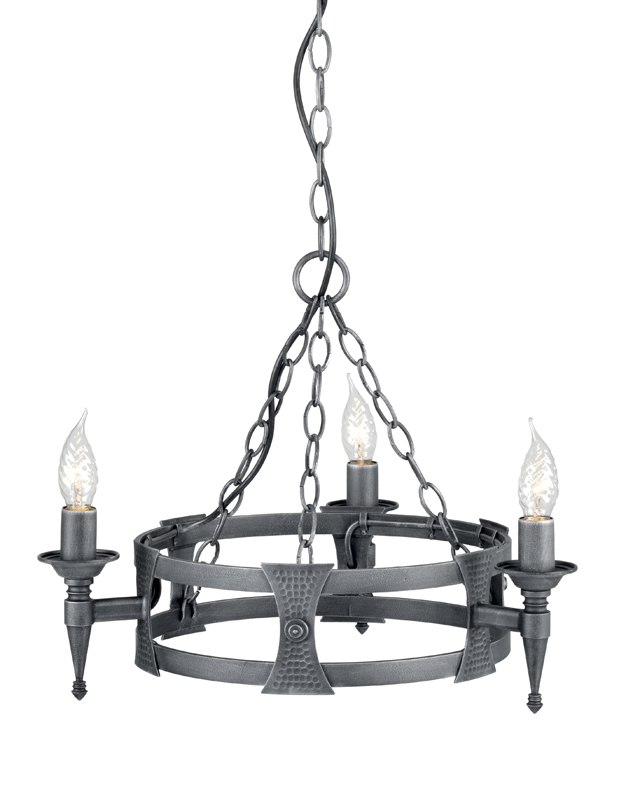 Elstead SAX3-BLK-SIL Saxon 3 Light Chandelier Black Silver