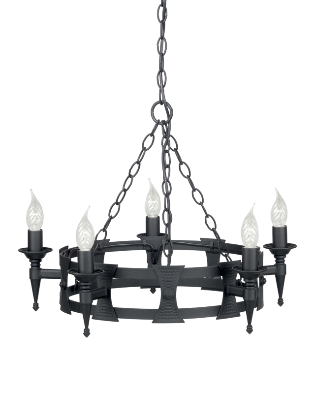 Elstead SAX5-BLK Saxon 5 Light Chandelier Black