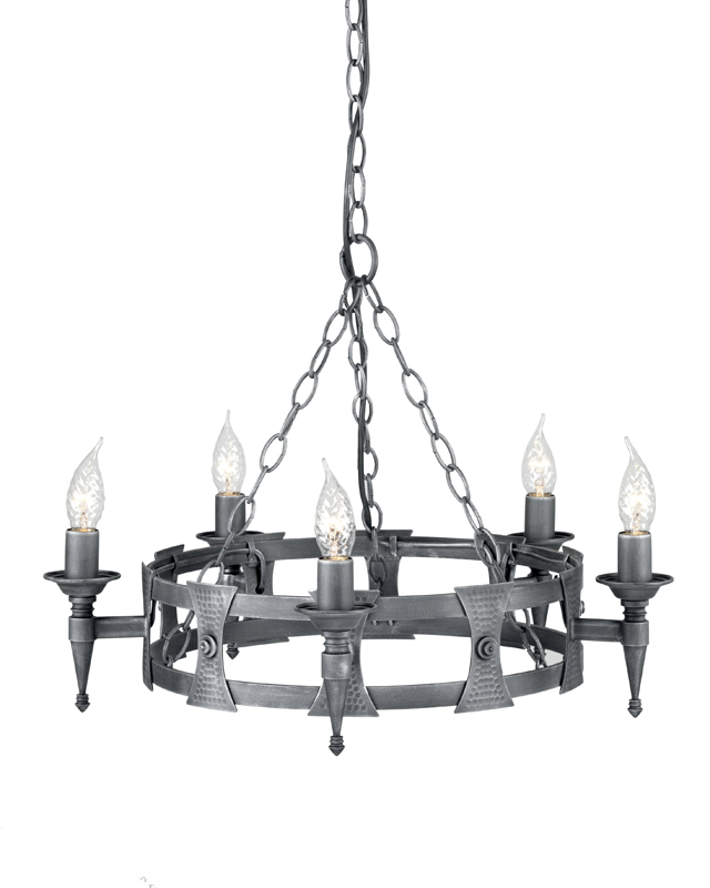 Elstead SAX5-BLK-SIL Saxon 5 Light Black Silver Chandelier
