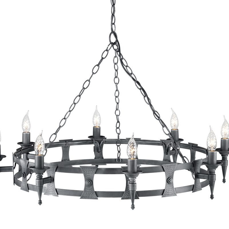 Elstead SAX8-BLK-SIL Saxon 8 Light Black Silver Chandelier