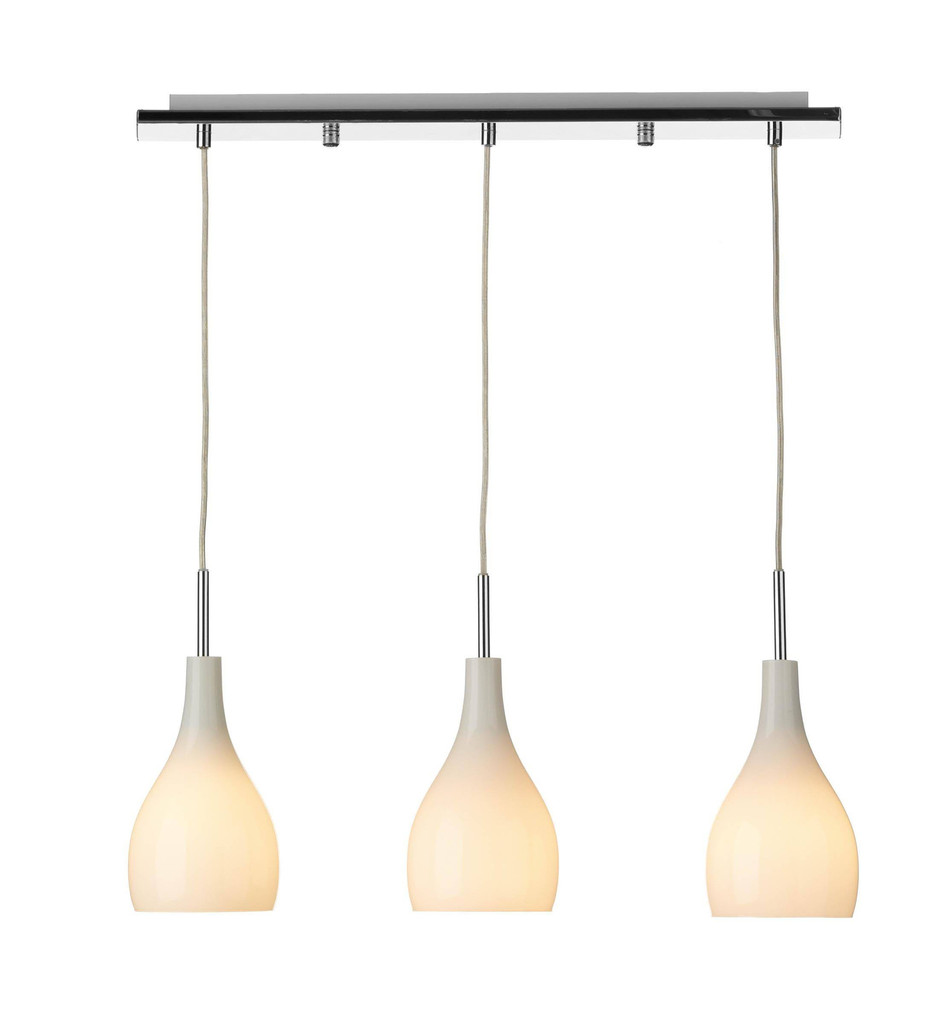 Kitchen Island Pendant Lights | White Glass 3 Bar