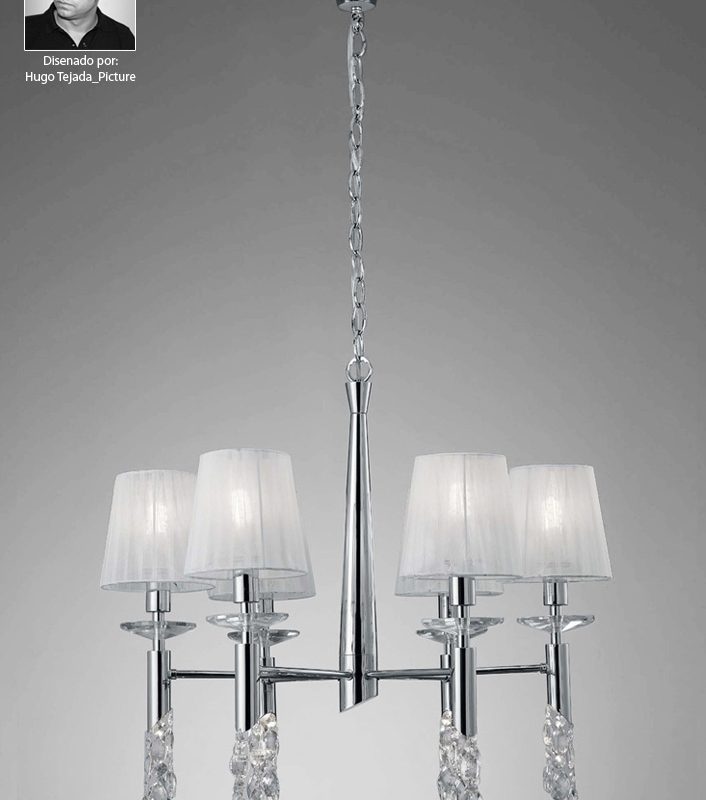 153851 Bianca 6L Crystal Pendant Polished Chrome