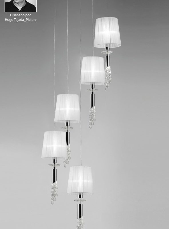 Mantra M3857 Tiffany 5L Pendant Polished Chrome