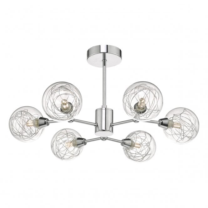 Chrome Ceiling Lights | 6 Light Semi Flush