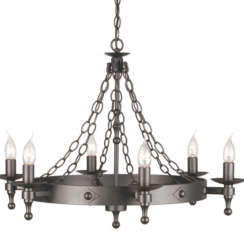 Elstead WR6 Warwick 6 Light Chandelier Graphite Black