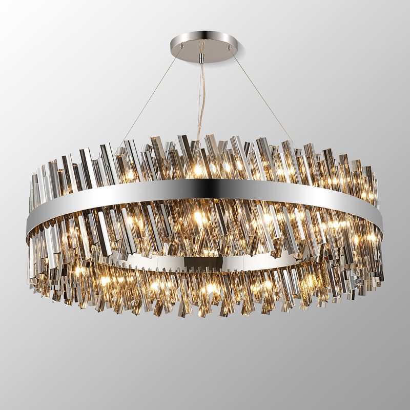 4002646 Esme 32 Light Pendant Polished Nickel/Smoked Glass