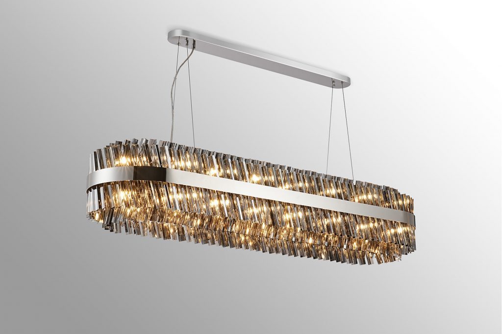 36 Light Oblong Pendant Polished Nickel