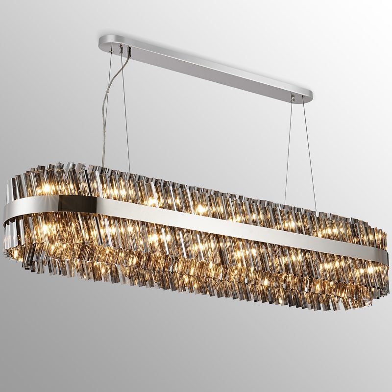 36 Light Oblong Pendant Polished Nickel
