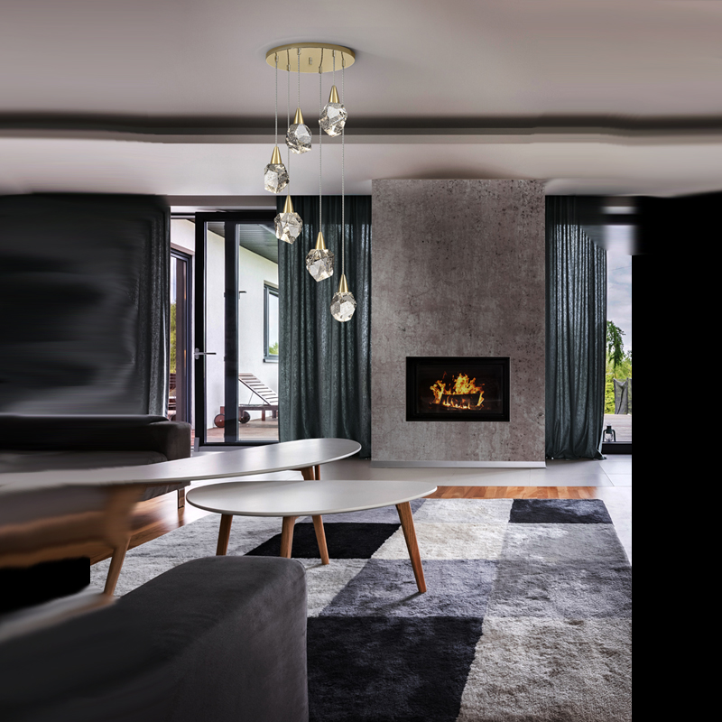 Iceburg 6Light Pendant Matt Gold