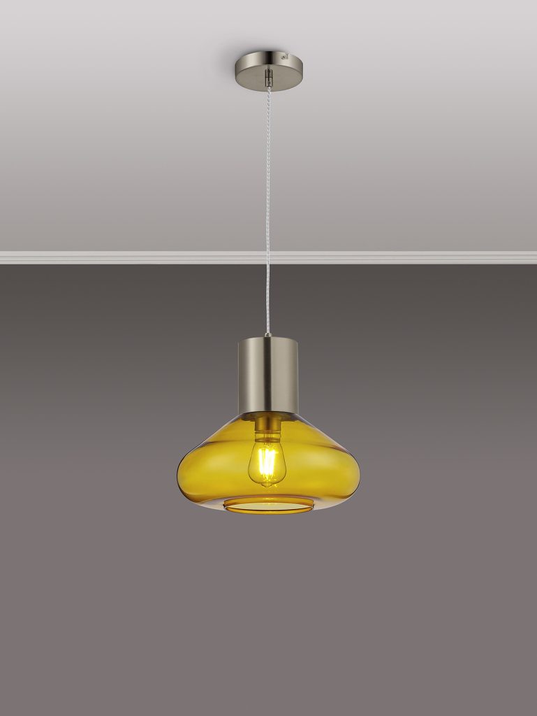 Kitchen Island Pendant Lights | Yellow Glass Ceiling Pendant