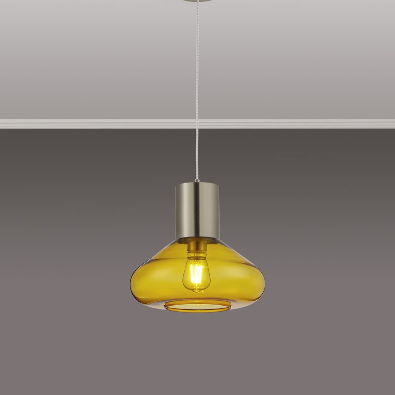 Kitchen Island Pendant Lights | Yellow Glass Ceiling Pendant