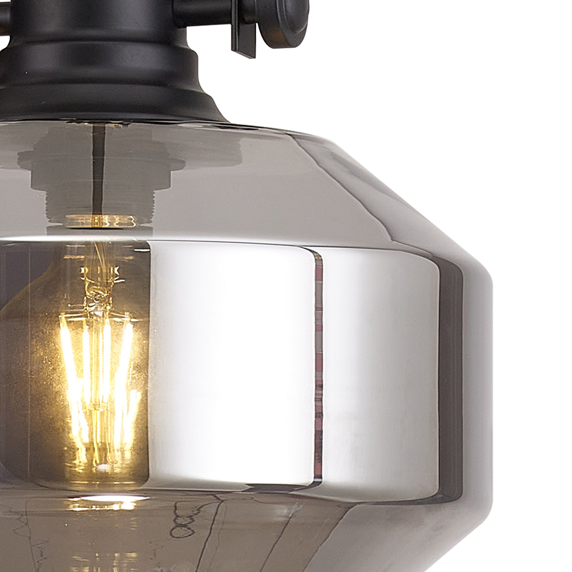 001KIT1534 Ritz Single Pendant Matt Black with Smoked Glass - Image 3