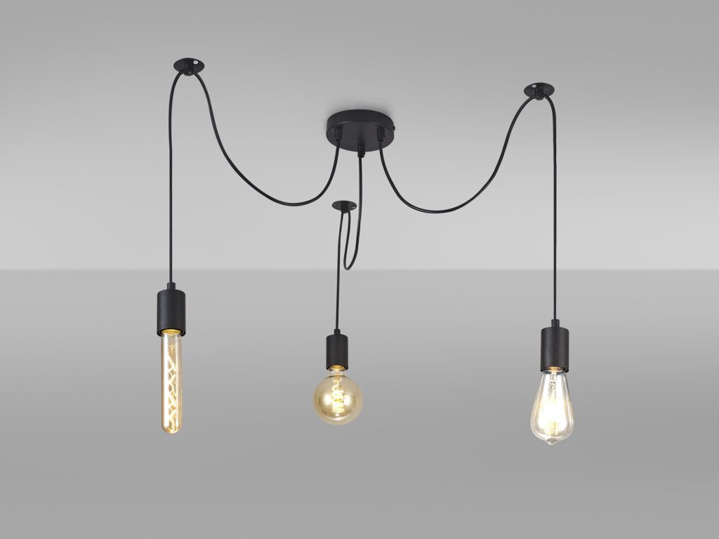 3 Light Ceiling Pendant Matt Black
