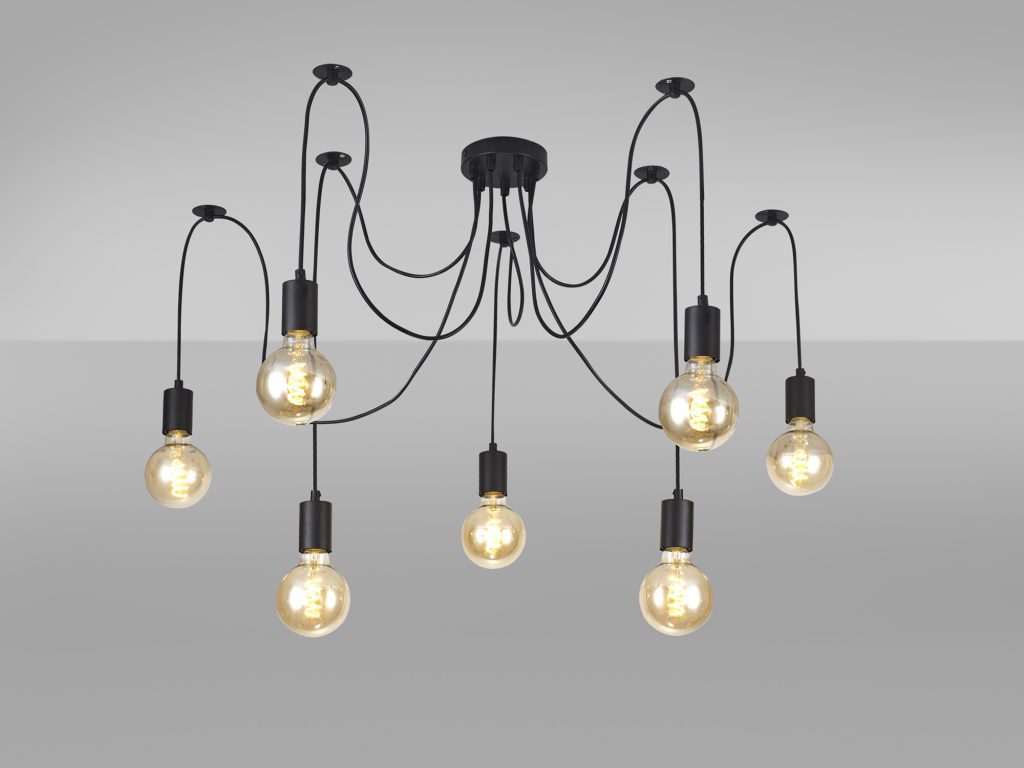 7 Light Ceiling Pendant Matt Black