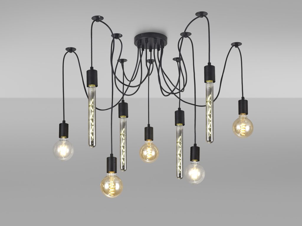 9 Light Ceiling Pendant Matt Black