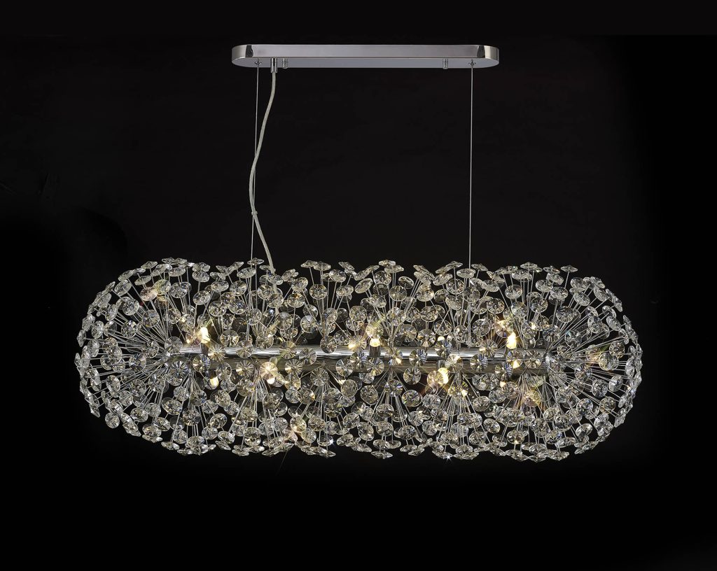 Kitchen Island Pendant Light | Oblong Pendant Chrome/Crystal