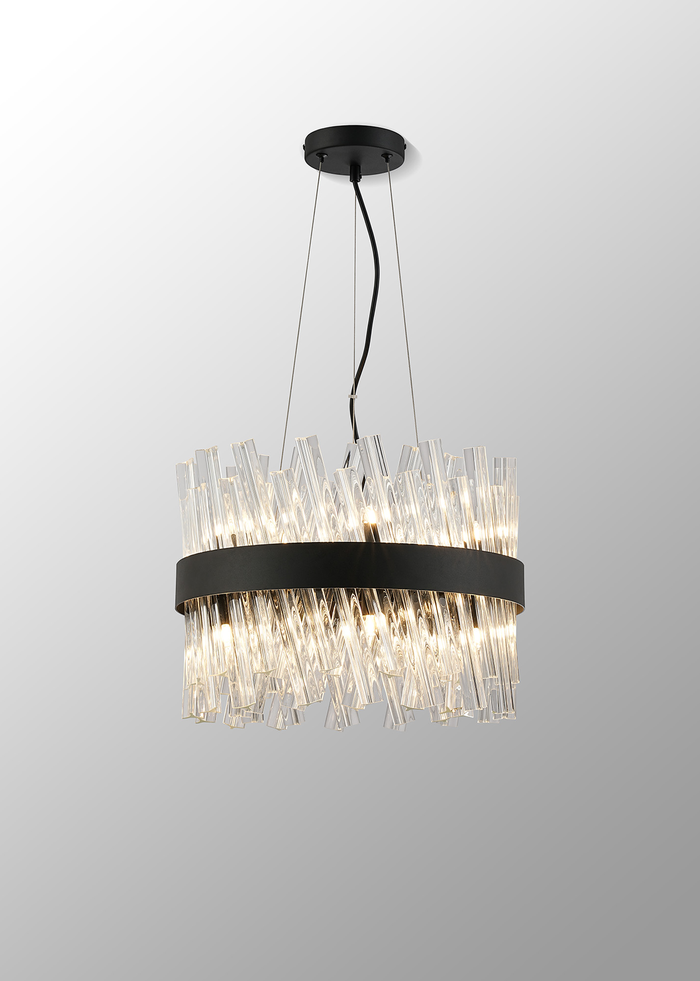 4002572 Cali 10 Light Pendant Satin Black with Clear Glass - Image 5