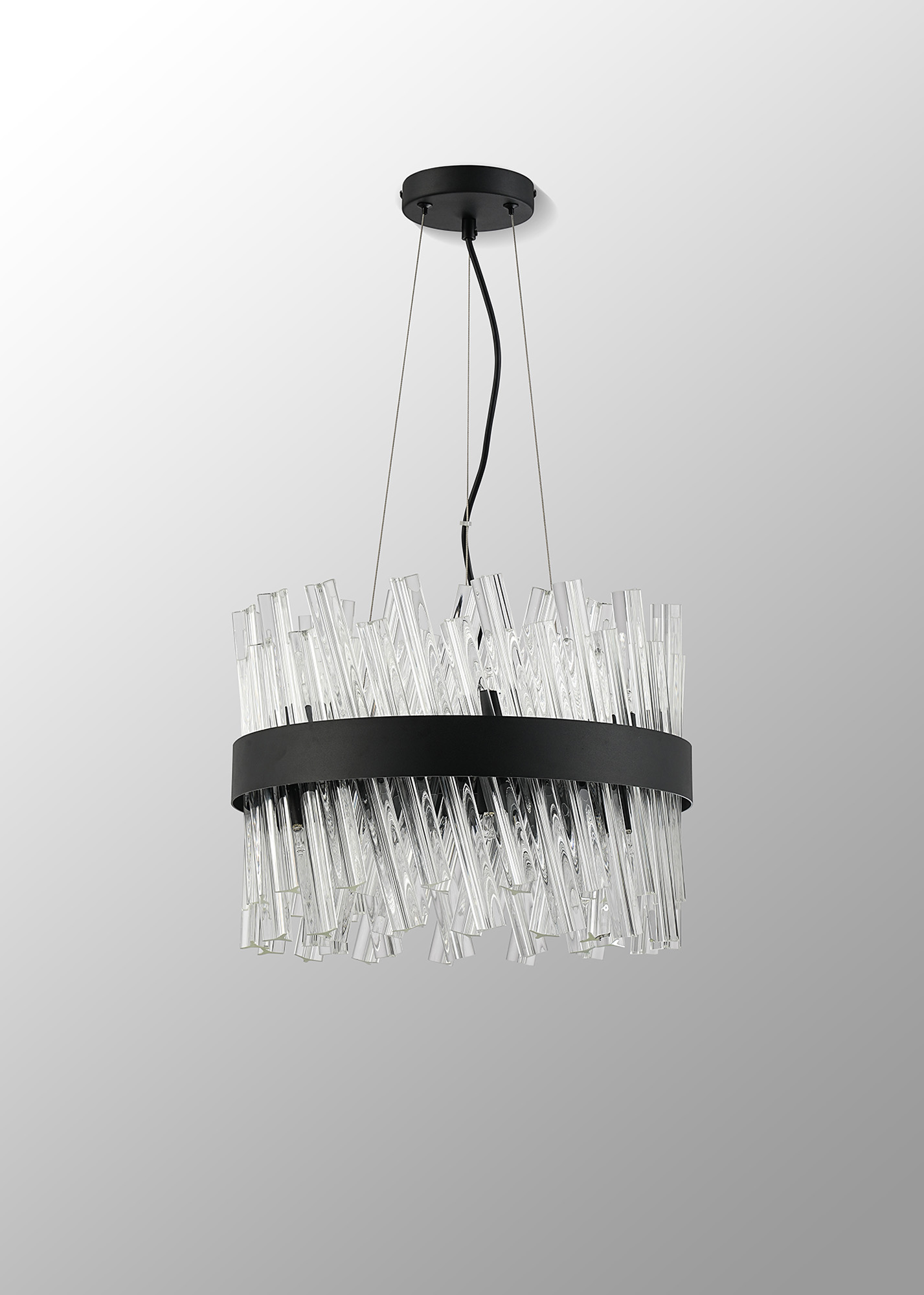 4002572 Cali 10 Light Pendant Satin Black with Clear Glass - Image 4