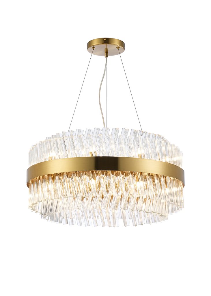 4002582 Cali 18 Light Ceiling Pendant Brass with Clear Glass
