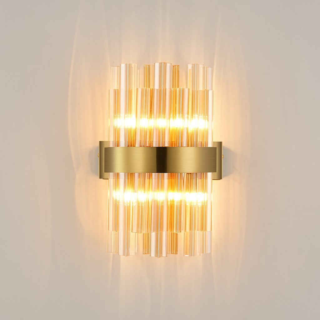 Cali Wall Light Brass with Amber Glass