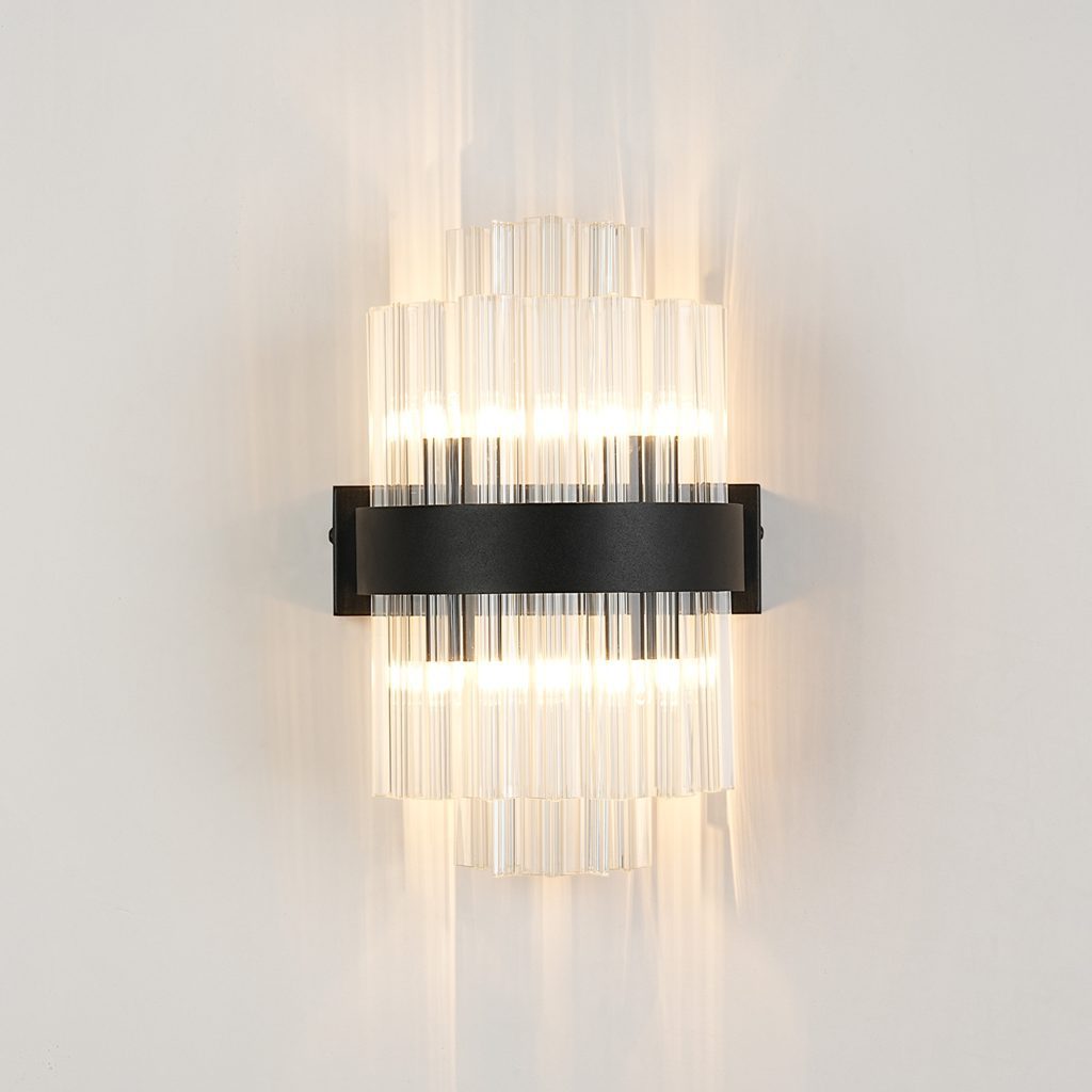 4002692 Cali Wall Light Satin Black with Clear Glass