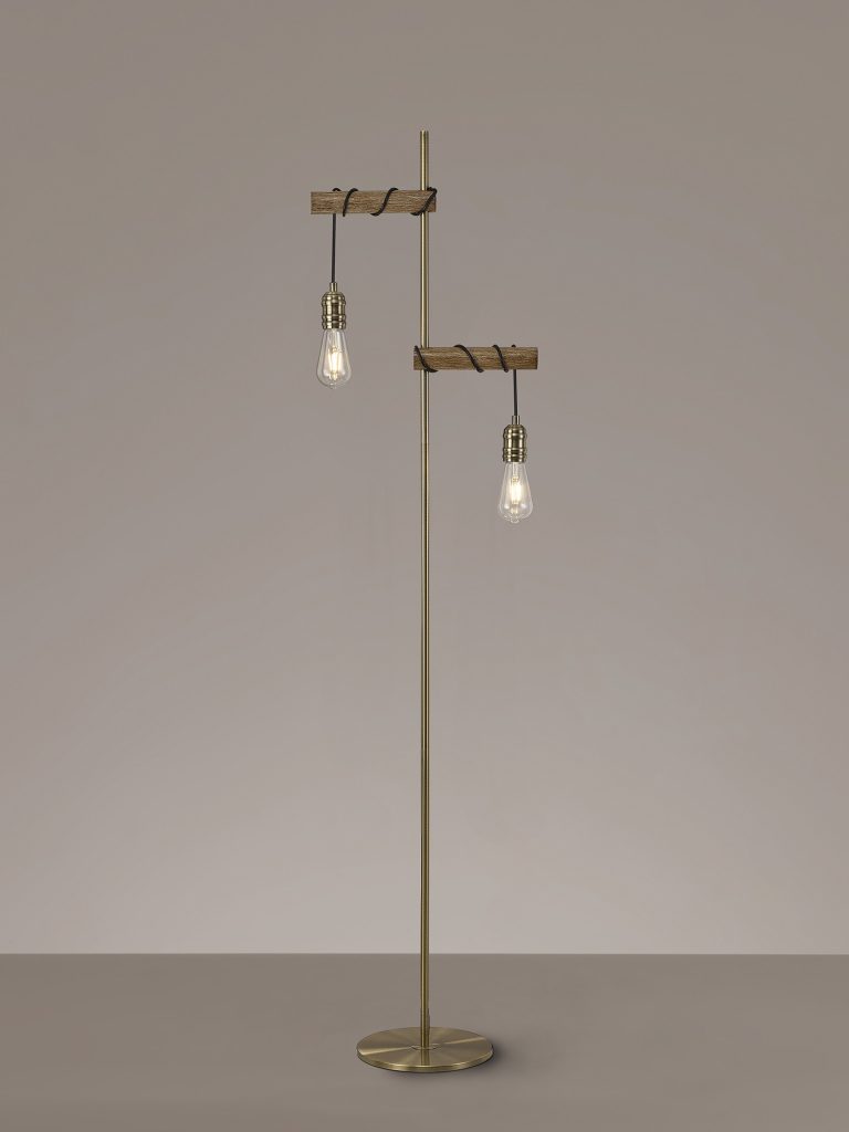 4002811 Tube 2 Light Floor Antique Brass